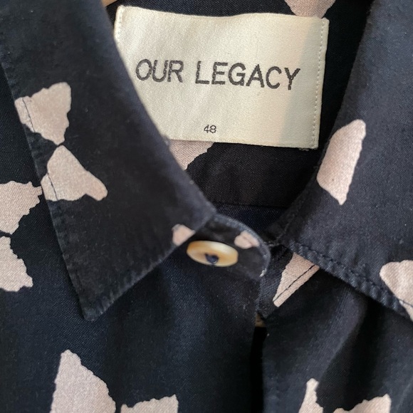 Our Legacy First Hourglass Print Indigo Button Up Shirt Long Sleeve Size: Medium - Picture 9 of 9